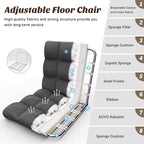 Costway Chaise de Sol Réglable 14 Positions Pliante Fauteuil de Sol Relax Canapé de Jeu Gris/Bleu/Café