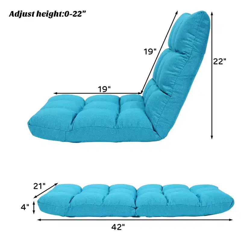 Costway Chaise de Sol Réglable 14 Positions Pliante Fauteuil de Sol Relax Canapé de Jeu Gris/Bleu/Café