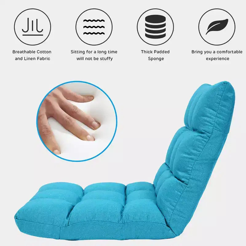 Costway Chaise de Sol Réglable 14 Positions Pliante Fauteuil de Sol Relax Canapé de Jeu Gris/Bleu/Café