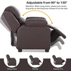 Costway Fauteuil inclinable de luxe rembourré pour enfant avec accoudoirs et rangement Marron