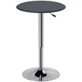HOMCOM 25 Classic Round Adjustable Faux Leather Chrome Standing Bistro Table