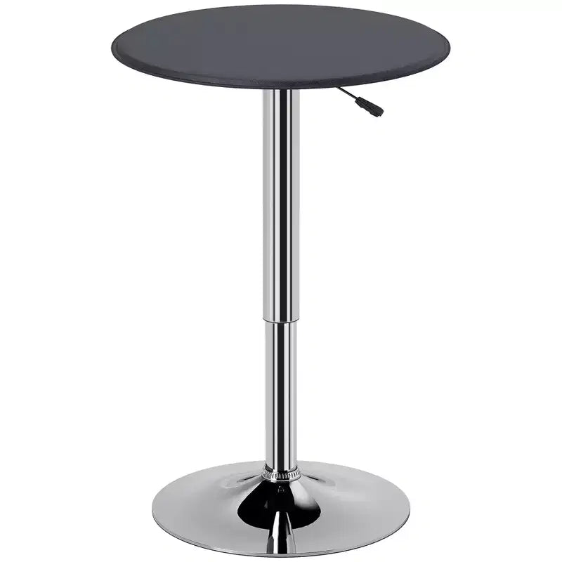 HOMCOM 25 Classic Round Adjustable Faux Leather Chrome Standing Bistro Table