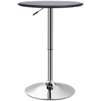 HOMCOM Table bistrot ronde classique 25 po réglable en cuir synthétique chromé sur pied