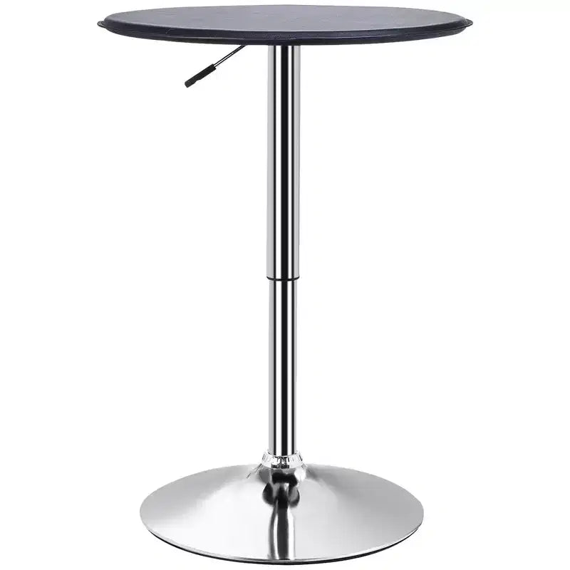 HOMCOM Table bistrot ronde classique 25 po réglable en cuir synthétique chromé sur pied