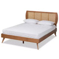 Asami Wood and Synthetic Rattan Platform Bed Brown - Baxton Studio