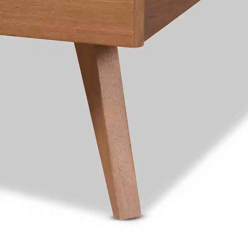 Lit plateforme en bois et rotin synthétique Asami marron - Baxton Studio