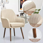 Lot de 4 chaises d'appoint Costway - Fauteuils rembourrés en tissu avec pieds en bois - Beige/Gris