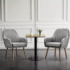 Lot de 4 chaises d'appoint Costway - Fauteuils rembourrés en tissu avec pieds en bois - Beige/Gris
