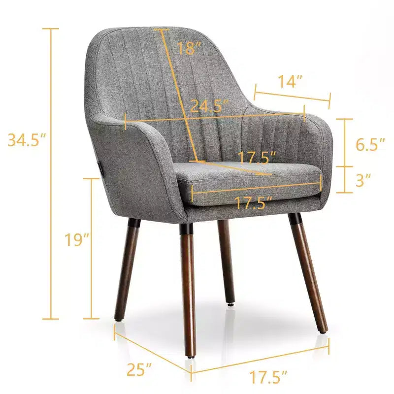 Lot de 4 chaises d'appoint Costway - Fauteuils rembourrés en tissu avec pieds en bois - Beige/Gris