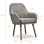 Lot de 4 chaises d'appoint Costway - Fauteuils rembourrés en tissu avec pieds en bois - Beige/Gris