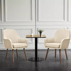 Lot de 4 chaises d'appoint Costway - Fauteuils rembourrés en tissu avec pieds en bois - Beige/Gris