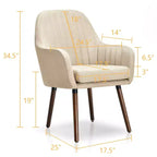 Lot de 4 chaises d'appoint Costway - Fauteuils rembourrés en tissu avec pieds en bois - Beige/Gris