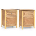 Costway 2PCS Nightstand with Drawer Accent Side End Table Storage Cabinet White\Natural