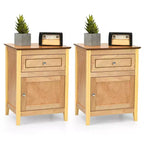 Costway Lot de 2 tables de chevet avec tiroir, table d'appoint, meuble de rangement blanc/naturel