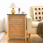 Costway Lot de 2 tables de chevet avec tiroir, table d'appoint, meuble de rangement blanc/naturel