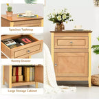 Costway Lot de 2 tables de chevet avec tiroir, table d'appoint, meuble de rangement blanc/naturel