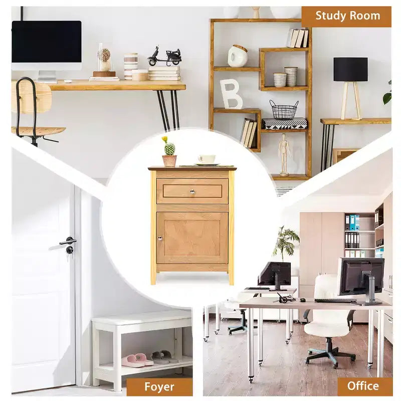 Costway Lot de 2 tables de chevet avec tiroir, table d'appoint, meuble de rangement blanc/naturel