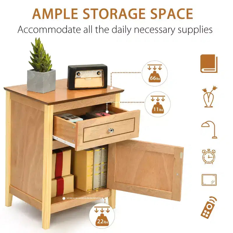 Costway Lot de 2 tables de chevet avec tiroir, table d'appoint, meuble de rangement blanc/naturel