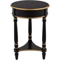 55 Downing Street Cason Vintage Wood Round Accent Side End Table 18 1/4 Wide with Shelf Black Gold Trim for Living Room Bedroom Bedside Entryway Home