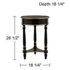 55 Downing Street Cason Table d'appoint ronde vintage en bois 46 cm de large avec étagère Noir garni d'or pour salon, chambre à coucher, chevet, entrée, maison