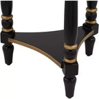 55 Downing Street Cason Table d'appoint ronde vintage en bois 46 cm de large avec étagère Noir garni d'or pour salon, chambre à coucher, chevet, entrée, maison