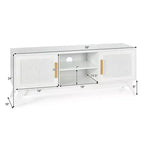 Meuble TV Costway – Console multimédia avec 2 placards en rotin et étagères ouvertes