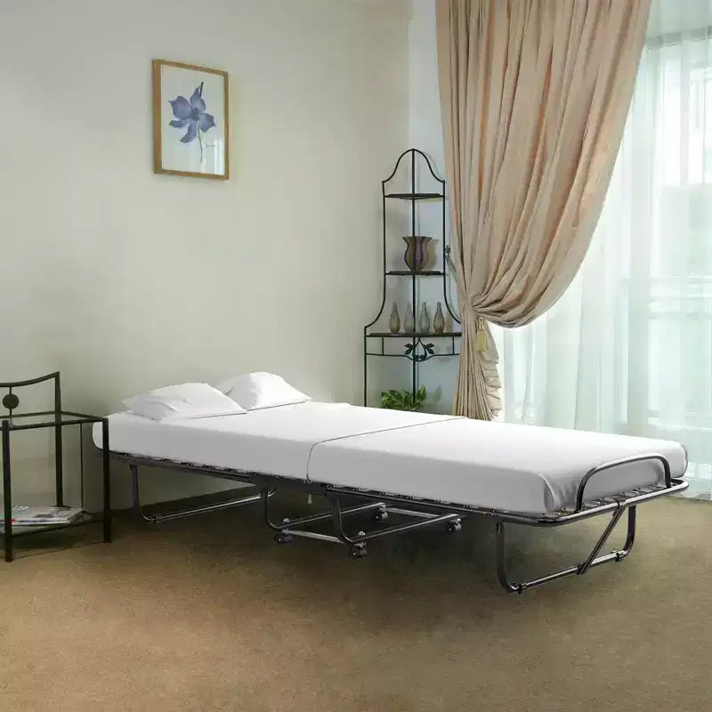 Lit pliant en métal Costway avec matelas en mousse à mémoire de forme, lit d'appoint, fabriqué en Italie