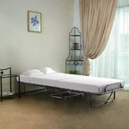 Lit pliant en métal Costway avec matelas en mousse à mémoire de forme, lit d'appoint, fabriqué en Italie