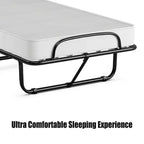 Lit pliant en métal Costway avec matelas en mousse à mémoire de forme, lit d'appoint, fabriqué en Italie