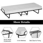 Lit pliant en métal Costway avec matelas en mousse à mémoire de forme, lit d'appoint, fabriqué en Italie
