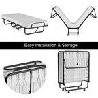 Lit pliant en métal Costway avec matelas en mousse à mémoire de forme, lit d'appoint, fabriqué en Italie