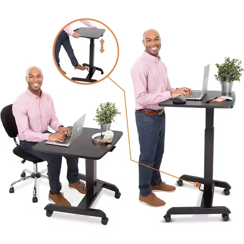 Pupitre mobile inclinable Cruizer 360 avec réglage pneumatique de la hauteur, support noir Steady