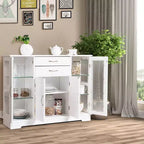 Buffet de rangement Costway, meuble console avec tiroirs et porte vitrée pour cuisine ou salle à manger