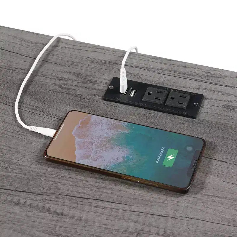 Bureau tréteau Designs2Go avec station de recharge et étagères - Breighton Home