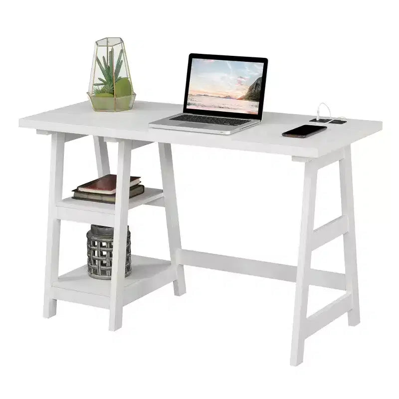 Bureau tréteau Designs2Go avec station de recharge et étagères - Breighton Home