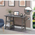 Bureau tréteau Designs2Go avec station de recharge et étagères - Breighton Home
