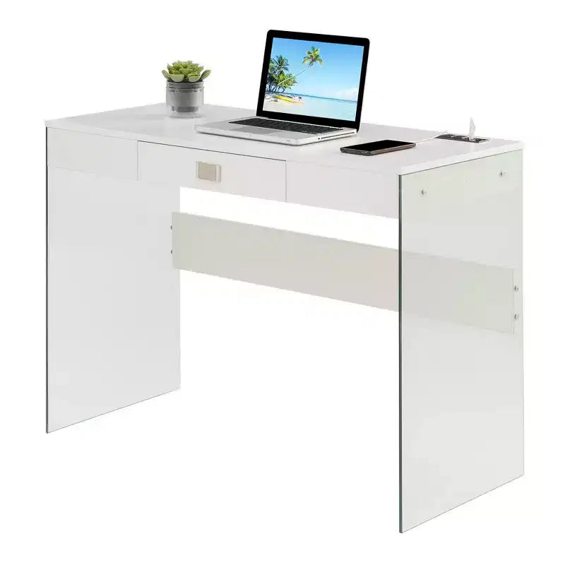 Bureau en verre 42 SoHo avec station de charge – Breighton Home