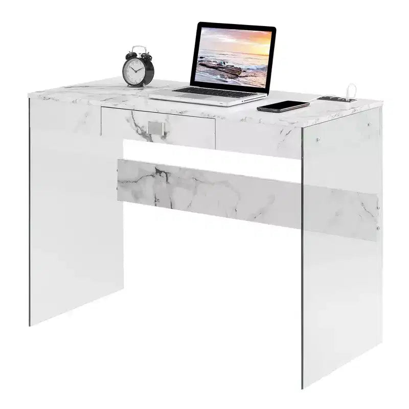 Bureau en verre 42 SoHo avec station de charge – Breighton Home