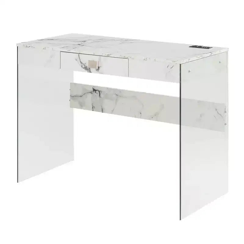 Bureau en verre 42 SoHo avec station de charge – Breighton Home