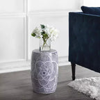 JONATHAN Y Camélia 17 Tabouret de jardin/Table d'appoint en céramique, Bleu
