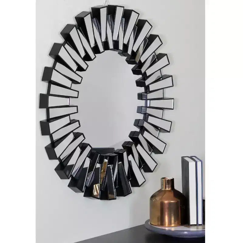Miroir mural Northlight 25,5 rond mat noir motif soleil aztèque