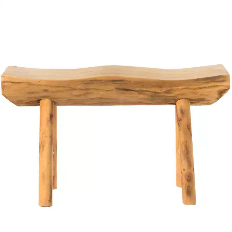 Banc d'appoint d'entrée rustique en bois sculpté Vintiquewise à bord naturel