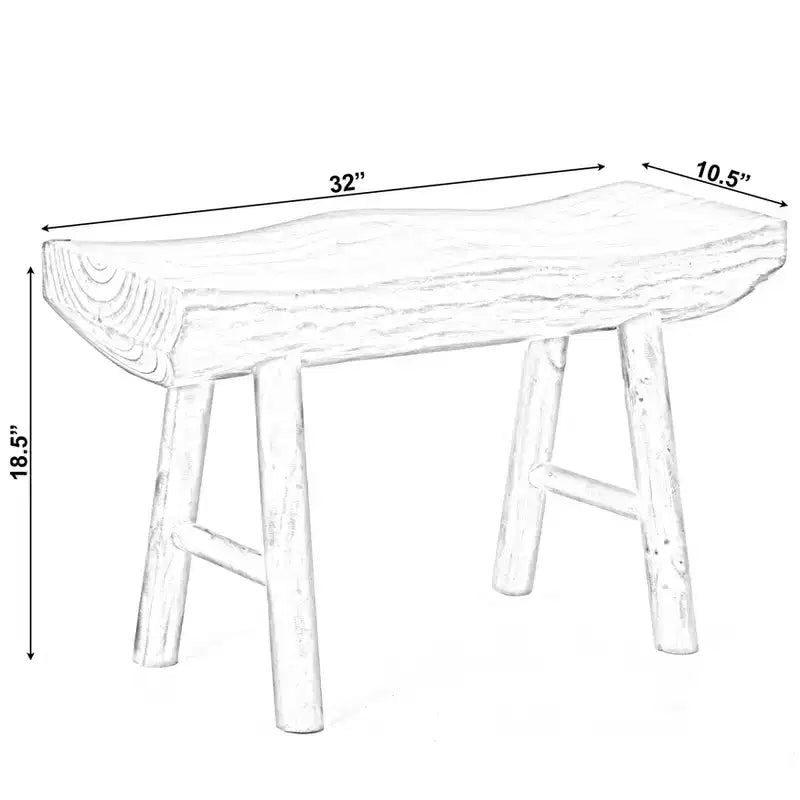 Banc d'appoint d'entrée rustique en bois sculpté Vintiquewise à bord naturel