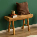 Banc d'appoint d'entrée rustique en bois sculpté Vintiquewise à bord naturel