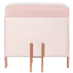 Pouf de rangement carré en velours Fabulaxe avec pieds dorés
