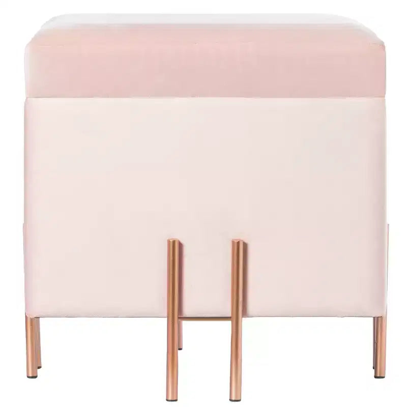 Pouf de rangement carré en velours Fabulaxe avec pieds dorés