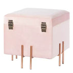 Pouf de rangement carré en velours Fabulaxe avec pieds dorés