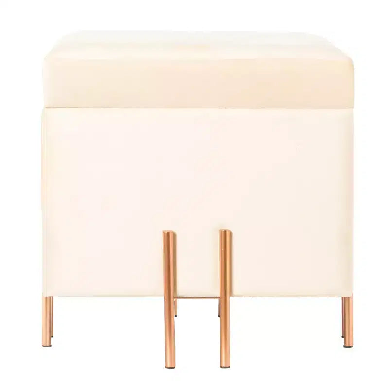 Pouf de rangement carré en velours Fabulaxe avec pieds dorés