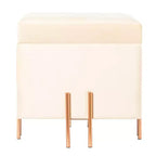 Pouf de rangement carré en velours Fabulaxe avec pieds dorés