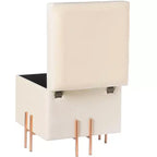 Pouf de rangement carré en velours Fabulaxe avec pieds dorés
